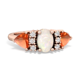 Opal Antique Style Three Stone 14K Rose Gold ring R2186