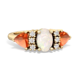 Opal Antique Style Three Stone 14K Yellow Gold ring R2186