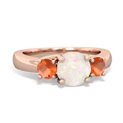 Opal Three Stone Round Trellis 14K Rose Gold ring R4018