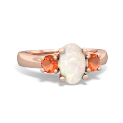 Opal Three Stone Oval Trellis 14K Rose Gold ring R4024