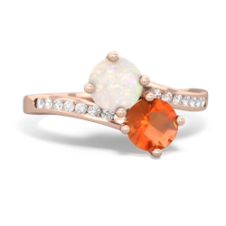 Opal Channel Set Two Stone 14K Rose Gold ring R5303