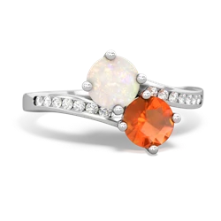 Opal Channel Set Two Stone 14K White Gold ring R5303