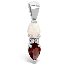 Opal Bowtie Drop 14K White Gold pendant P0865