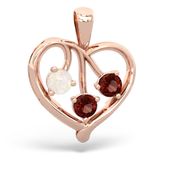 Opal Glowing Heart 14K Rose Gold pendant P2233