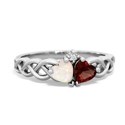 Opal Heart To Heart Braid 14K White Gold ring R5870