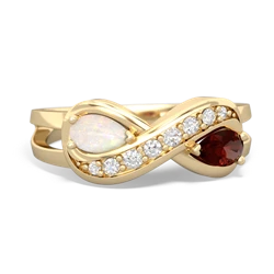 Opal Diamond Infinity 14K Yellow Gold ring R5390