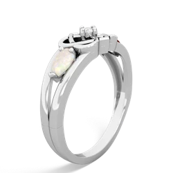 Opal Hearts Intertwined 14K White Gold ring R5880