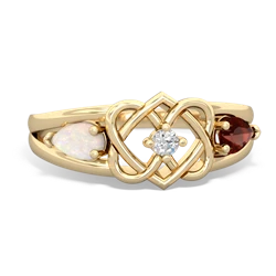 Opal Hearts Intertwined 14K Yellow Gold ring R5880