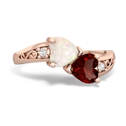 Opal Snuggling Hearts 14K Rose Gold ring R2178