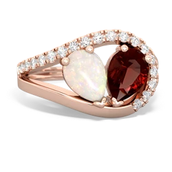 Opal Nestled Heart Keepsake 14K Rose Gold ring R5650