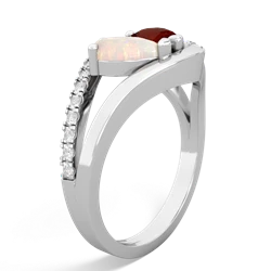 Opal Nestled Heart Keepsake 14K White Gold ring R5650