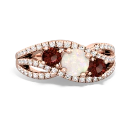 Opal Three Stone Aurora 14K Rose Gold ring R3080