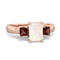 Opal Three Stone Emerald-Cut Trellis 14K Rose Gold ring R4021