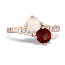 Opal Channel Set Two Stone 14K Rose Gold ring R5303