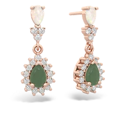 Opal Halo Pear Dangle 14K Rose Gold earrings E1882