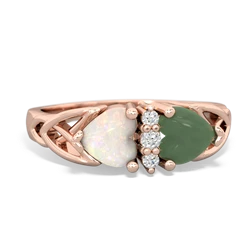 Opal Celtic Knot Double Heart 14K Rose Gold ring R5040