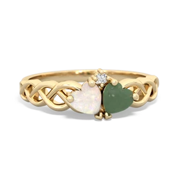 Opal Heart To Heart Braid 14K Yellow Gold ring R5870