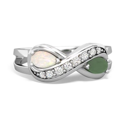 Opal Diamond Infinity 14K White Gold ring R5390