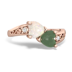 Opal Snuggling Hearts 14K Rose Gold ring R2178