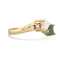 Opal Snuggling Hearts 14K Yellow Gold ring R2178