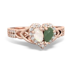 Opal Celtic Knot Two Hearts As One 14K Rose Gold ring R2644HRT