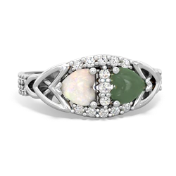 Opal Sparkling Celtic Knot 14K White Gold ring R2645