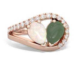 Opal Nestled Heart Keepsake 14K Rose Gold ring R5650