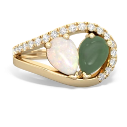 Opal Nestled Heart Keepsake 14K Yellow Gold ring R5650