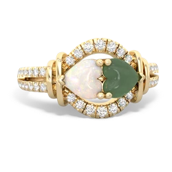 Opal Art-Deco Keepsake 14K Yellow Gold ring R5630