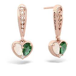 Opal Filligree Heart 14K Rose Gold earrings E5070