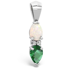 Opal Bowtie Drop 14K White Gold pendant P0865