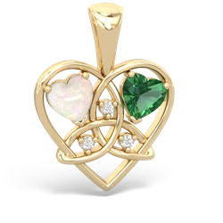 Opal Celtic Trinity Heart 14K Yellow Gold pendant P5331