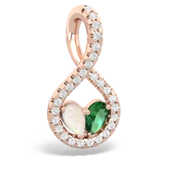 Opal Pave Twist 'One Heart' 14K Rose Gold pendant P5360