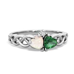 Opal Heart To Heart Braid 14K White Gold ring R5870