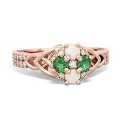 Opal Celtic Knot Cluster Engagement 14K Rose Gold ring R26443RD