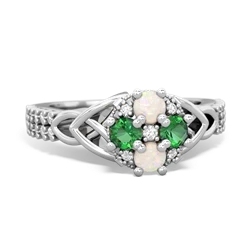 Opal Celtic Knot Cluster Engagement 14K White Gold ring R26443RD