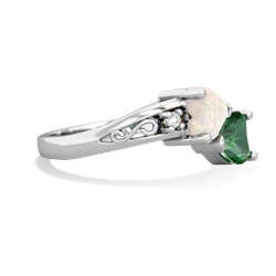 Opal Snuggling Hearts 14K White Gold ring R2178