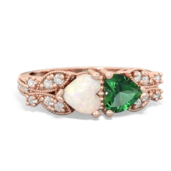 Opal Diamond Butterflies 14K Rose Gold ring R5601