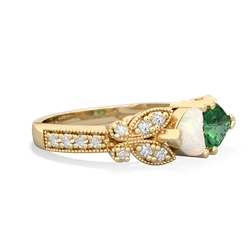 Opal Diamond Butterflies 14K Yellow Gold ring R5601