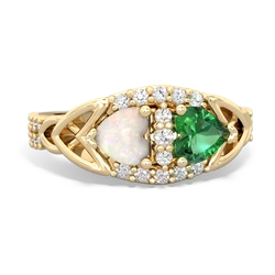 Opal Sparkling Celtic Knot 14K Yellow Gold ring R2645