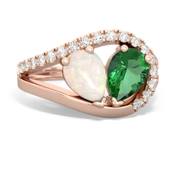 Opal Nestled Heart Keepsake 14K Rose Gold ring R5650