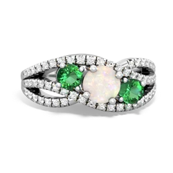 Opal Three Stone Aurora 14K White Gold ring R3080