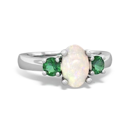Opal Three Stone Oval Trellis 14K White Gold ring R4024