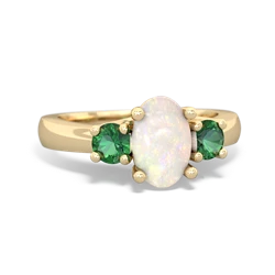 Opal Three Stone Oval Trellis 14K Yellow Gold ring R4024