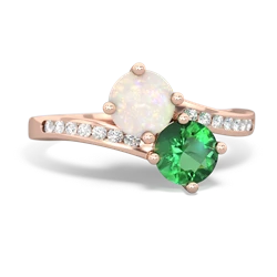 Opal Channel Set Two Stone 14K Rose Gold ring R5303