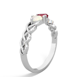 Opal Heart To Heart Braid 14K White Gold ring R5870