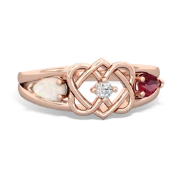 Opal Hearts Intertwined 14K Rose Gold ring R5880