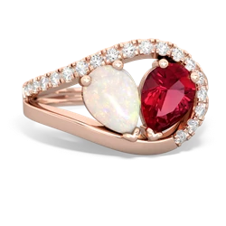 Opal Nestled Heart Keepsake 14K Rose Gold ring R5650