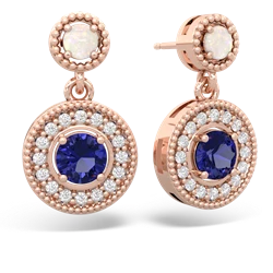 Opal Halo Dangle 14K Rose Gold earrings E5319