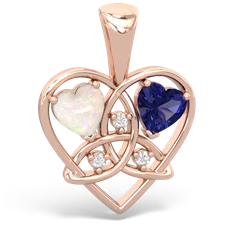 Opal Celtic Trinity Heart 14K Rose Gold pendant P5331